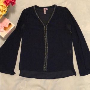 ✨15% OFF BUNDLES✨ Alya Navy Blue long sleeved top